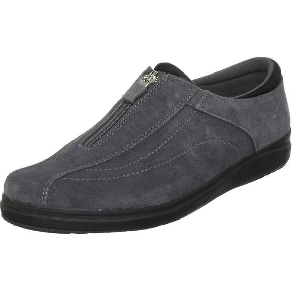 Grasshoppers Size 9.5 Gray Stretch Plus Zip Up Slipon Shoe Loafer Comfort Travel - Picture 1 of 10